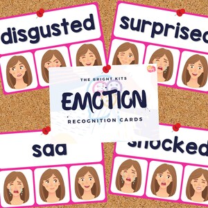 Cartões de reconhecimento de emoções femininos para impressão | Cartões Peg-it | Escreva e limpe flashcards | Ensino em casa | Pré-escola |Pré-K