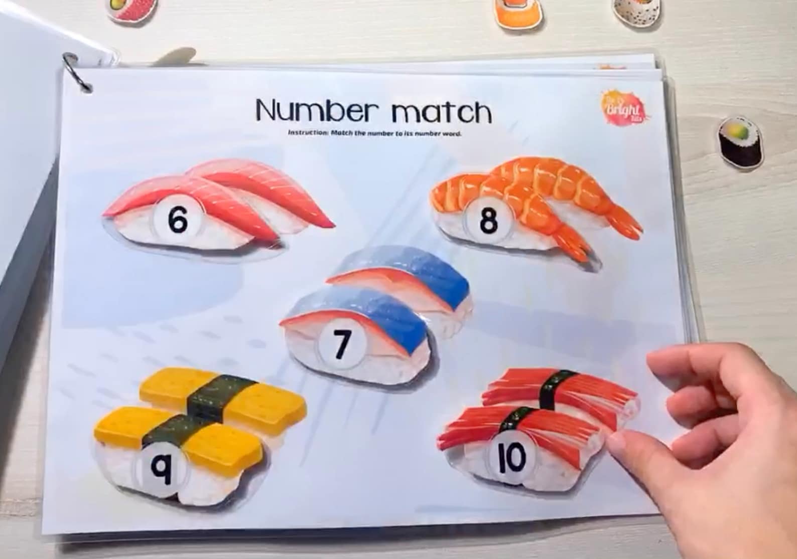 Sushi Number Match A4 Printable Busy Booklet | Number Matching 1-20 ...