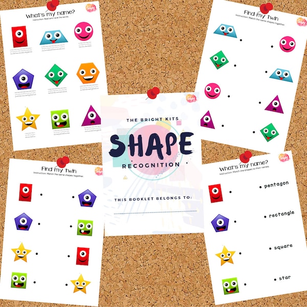 Shape Recognition A4 Printable Worksheets | Shape Trace & Match | Homeschool | Preschool |Pre-K