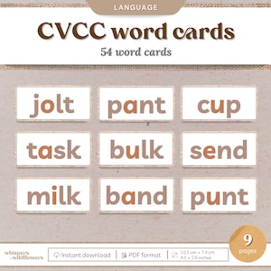 CVCC Word Cards | Montessori | Reggio | Pre-K | Homeschool | Language and Literacy | Printable PDF | Early Literacy | Reading | Phonics