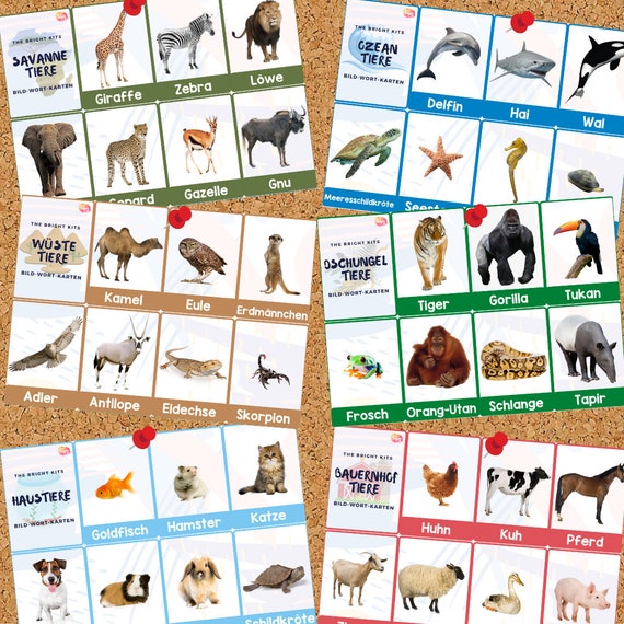Animal Printable Picture-word Cards Set in German 48 Cards - Etsy Animal Printable Picture-word Cards Set in German 48 Cards - Etsy