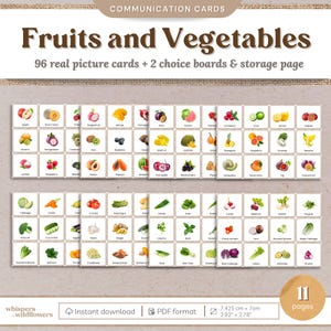 Fruits and Vegetables Flashcards | Real Photo Food Cards for Kids | Whole and Sliced | Toddler Learning | Preschool Printable | ESL | Autism