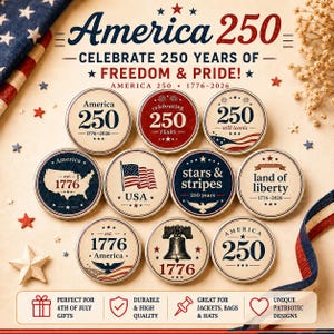 Parche America 250, Parche patriótico bordado, Parche termoadhesivo USA 250, Elige tu diseño, Parche del Día de la Independencia, Parche de la bandera estadounidense