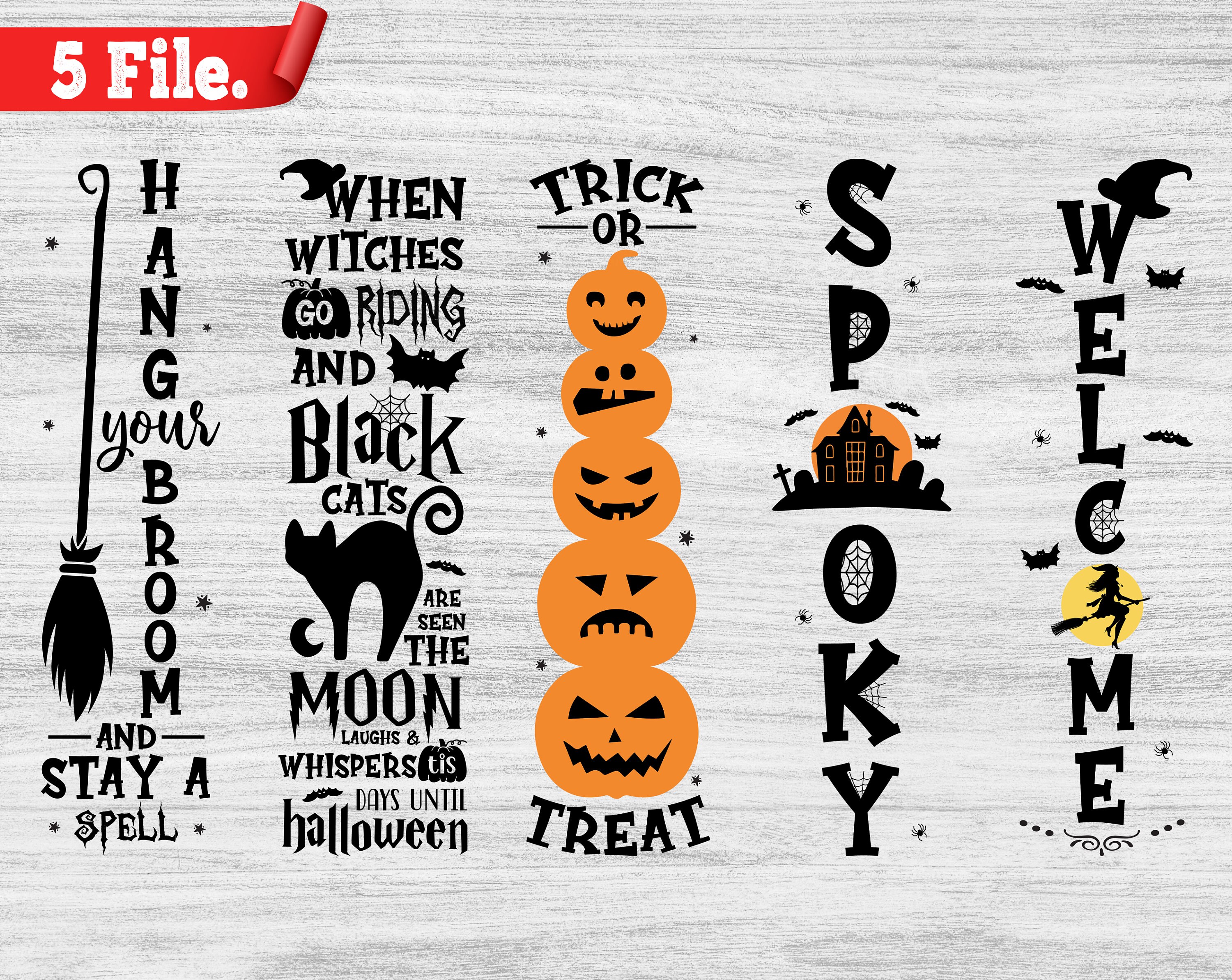 Halloween Front Porch Sign SVG Bundle Two Halloween SVG Etsy
