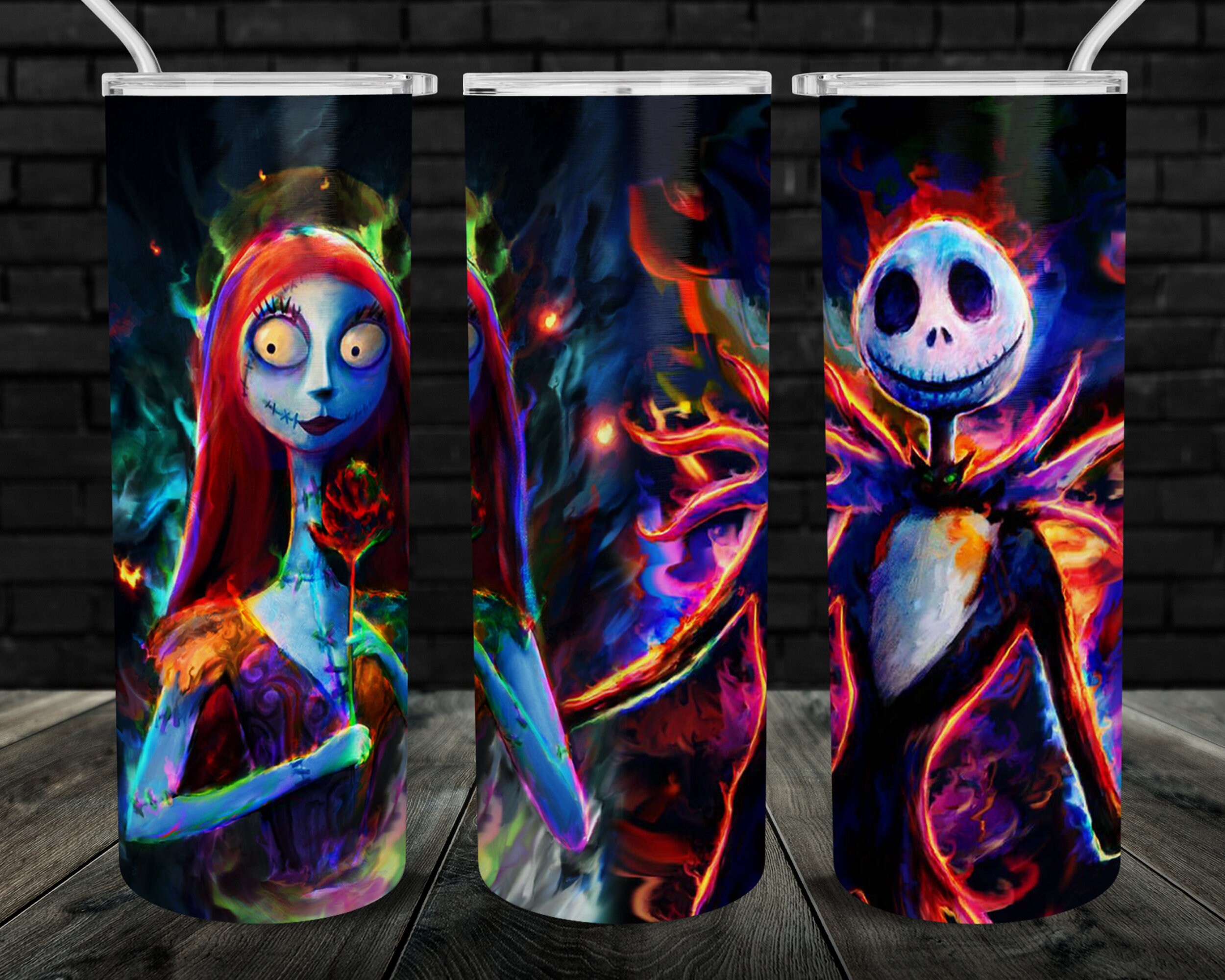 Jack Sally Nightmare Before Christmas 20oz Skinny Tumbler Design - Su…