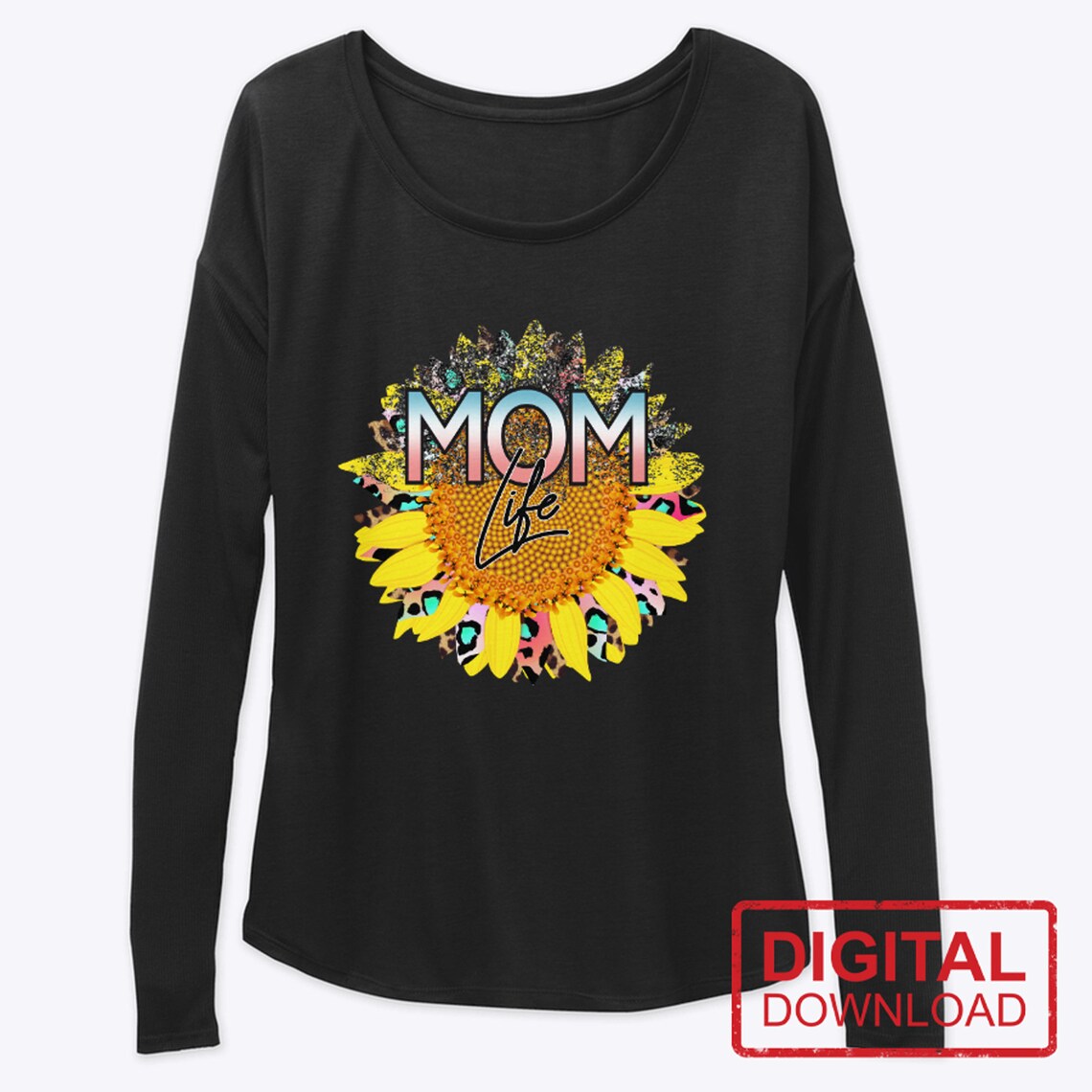 Download Mom Life tie dye leopard sunflower design sublimation png ...