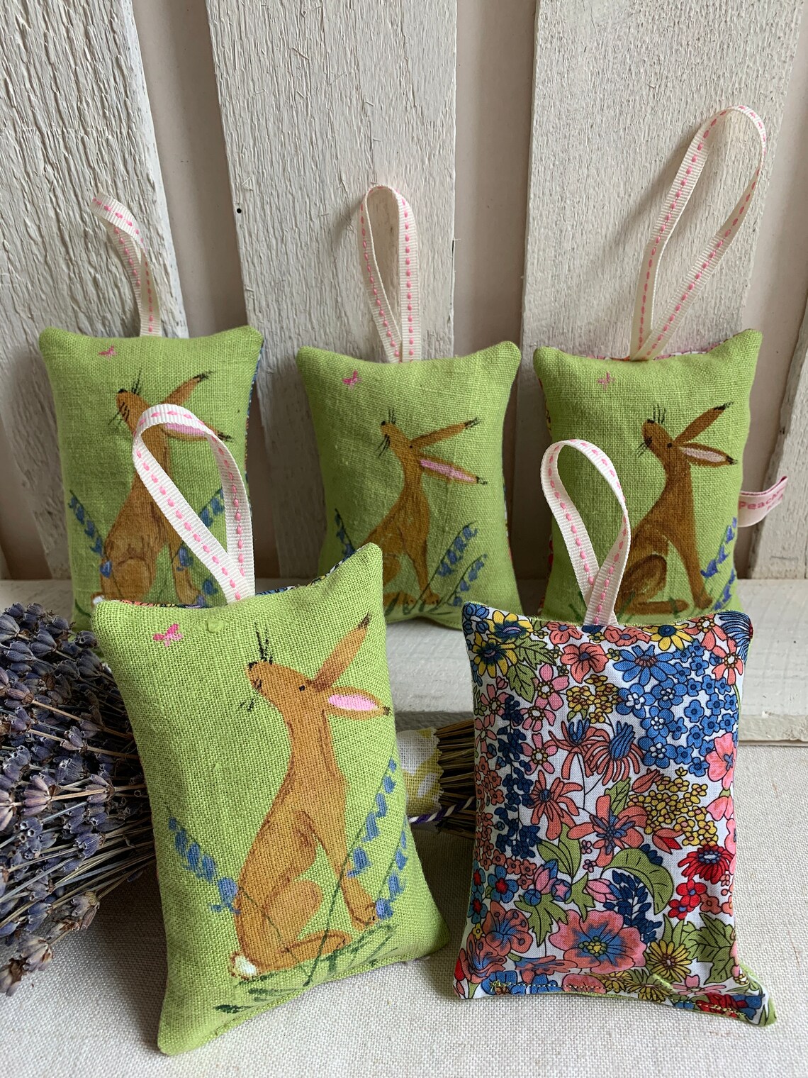 Handmade lavender bag hand painted hare lavender bag gift Etsy