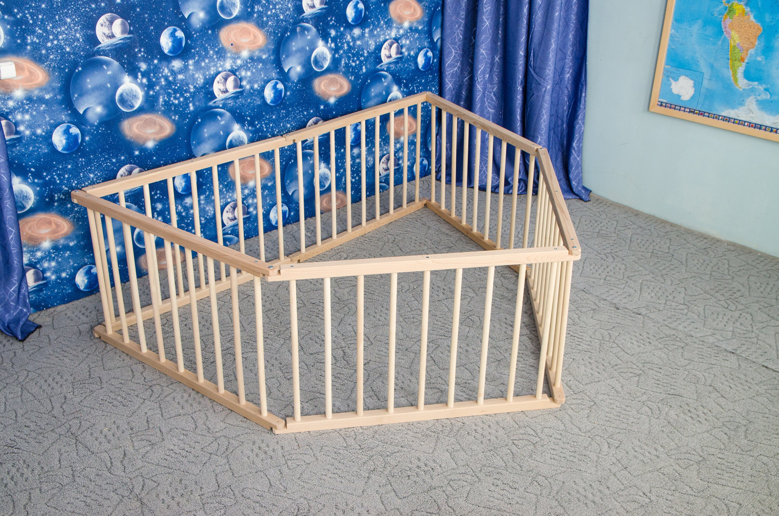 Wooden Playpen rectangular / hexagonal Natural wood Etsy