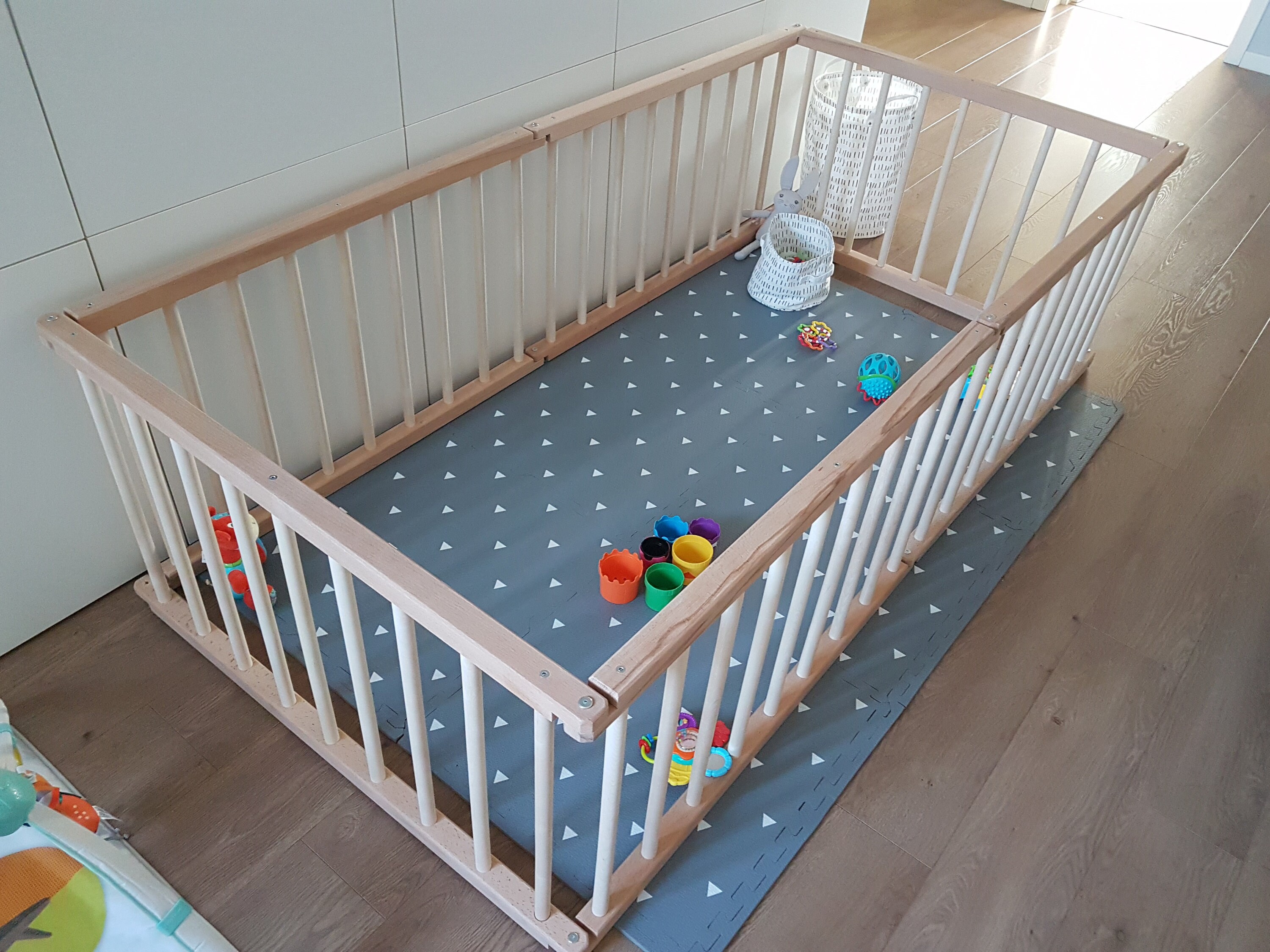 Wooden Playpen rectangular / hexagonal Natural wood Etsy