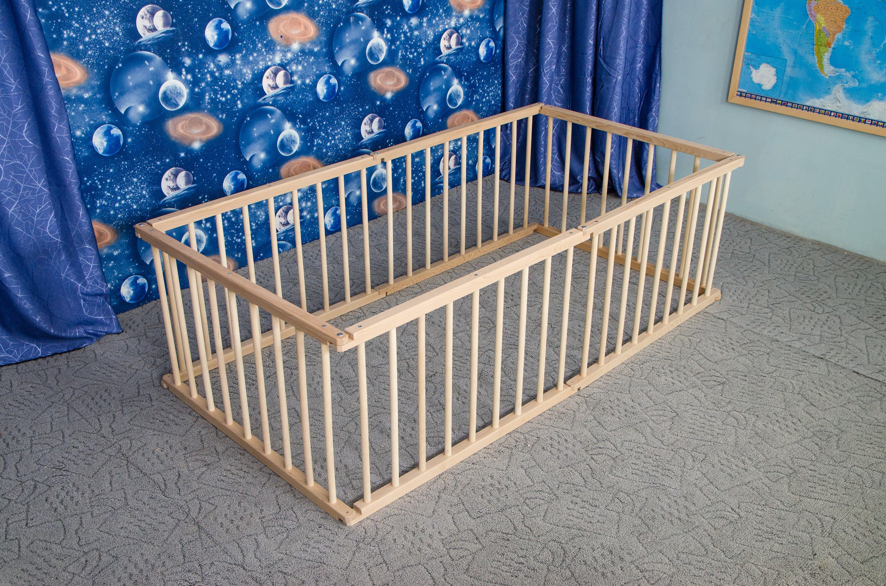 Wooden Playpen rectangular / hexagonal Natural wood Etsy