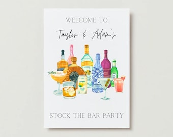 Letrero de bienvenida para la ducha de Stock the Bar: Plantilla editable (descarga digital)