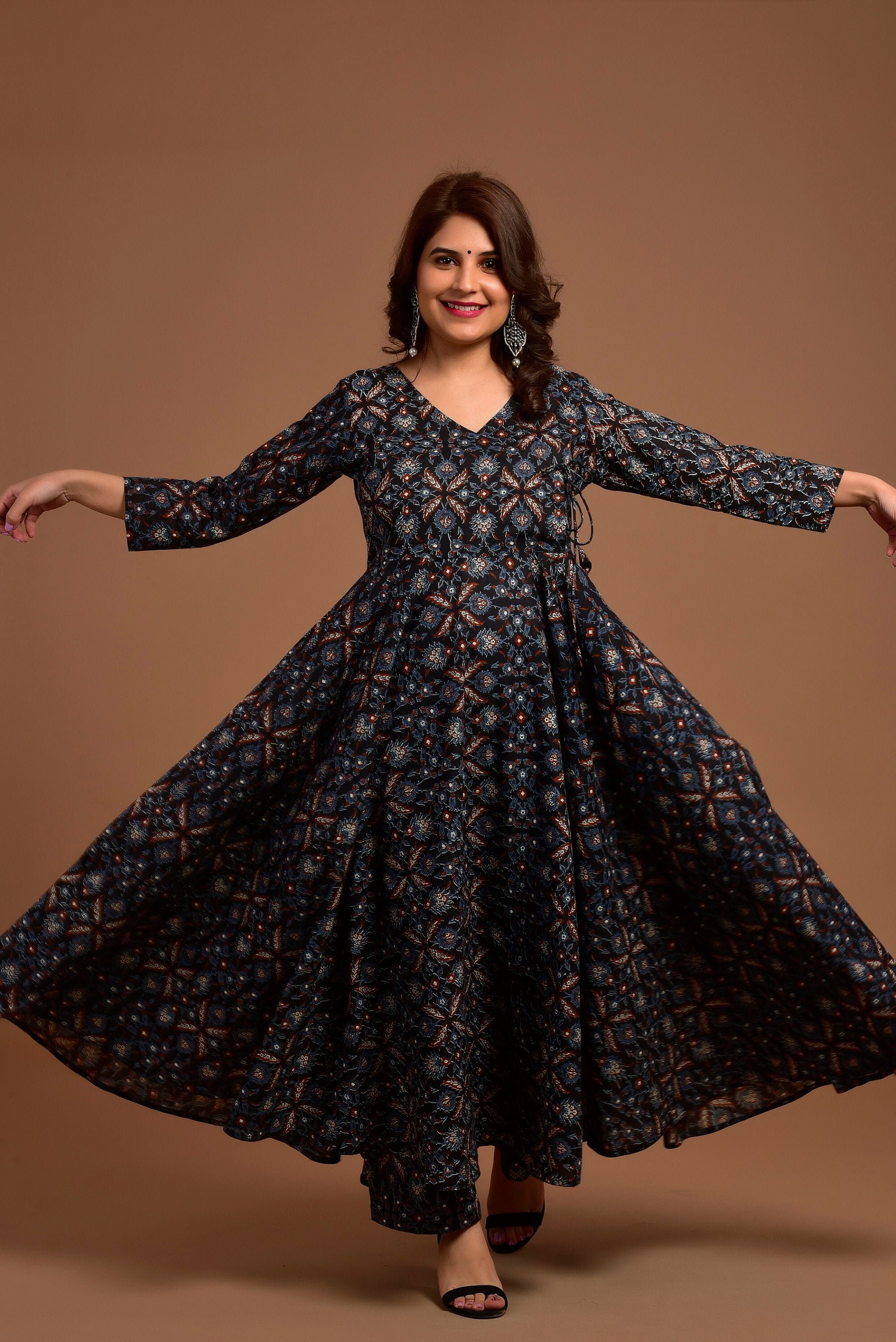 CRAFIQA Women's Cotton Readymade Dress/Angrakha Anarkali Etsy