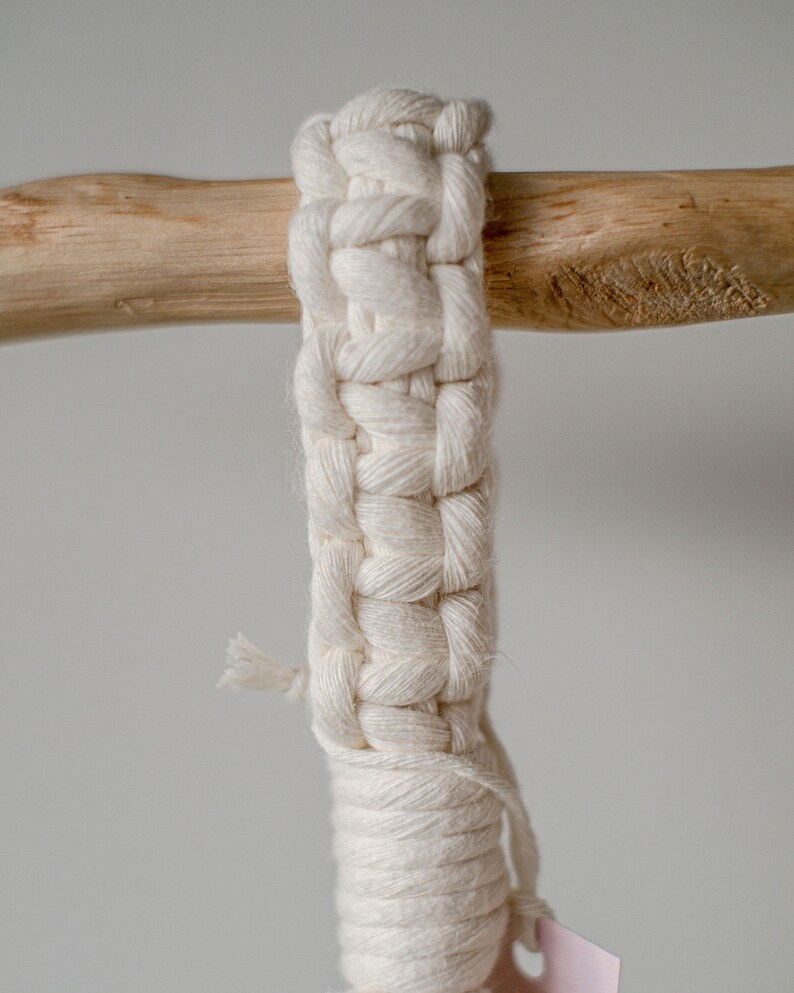 Macram\u00e9 hanging planter in natural recycled cotton boho decor indoor planter home accessory gifting eco friendly