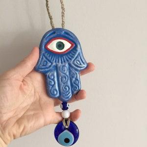 Hamsa /ceramic hamsa / ceramic wall hanging hamsa   /ceramic  hamsa wall hanging / Ceramic hand of fatima / Evil Eye Hamsa