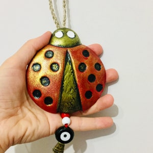 Ceramic lady bug, lady bird ornament Ceramic wallhanging / ladybird decor / ladybird wall hanging