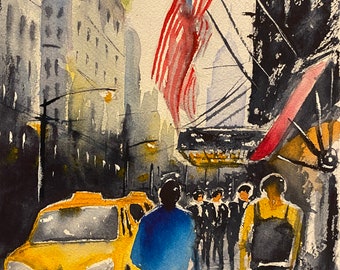 New York City original watercolor paintings, Urban landscapes, City, Original Painting, NYC, New York City, Watercolor Art