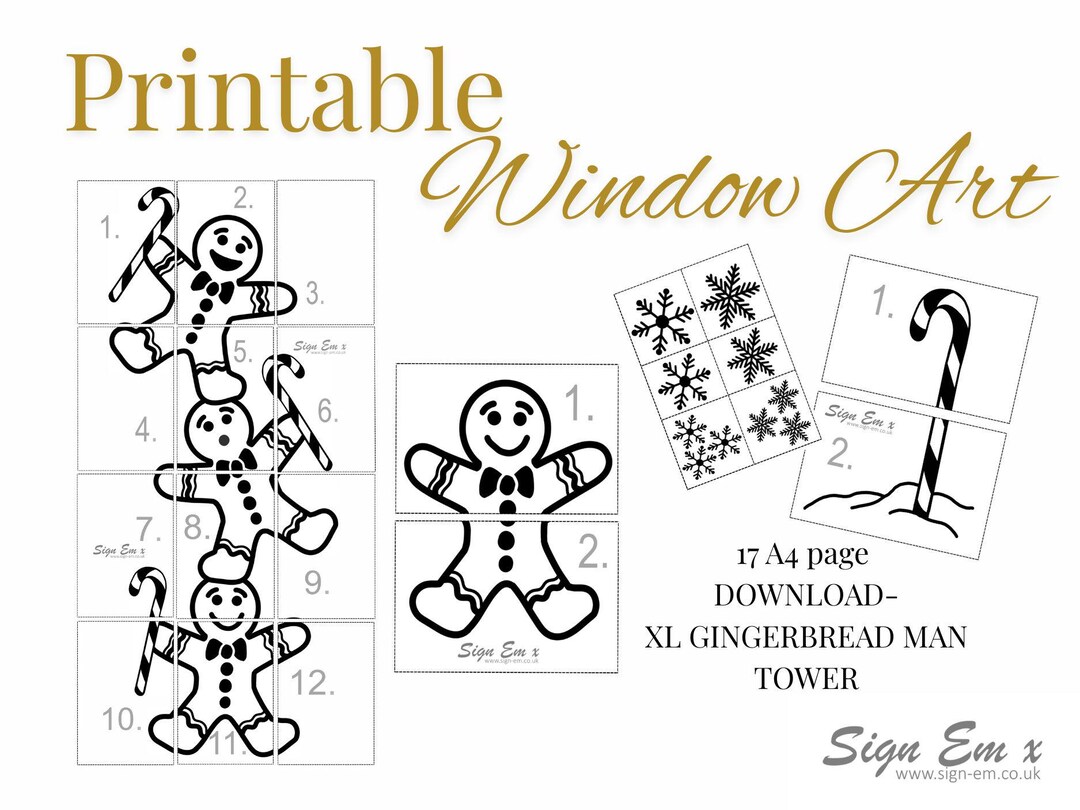Gingerbread Man Window Art Bundle Guide PDF, Window Art Template ...