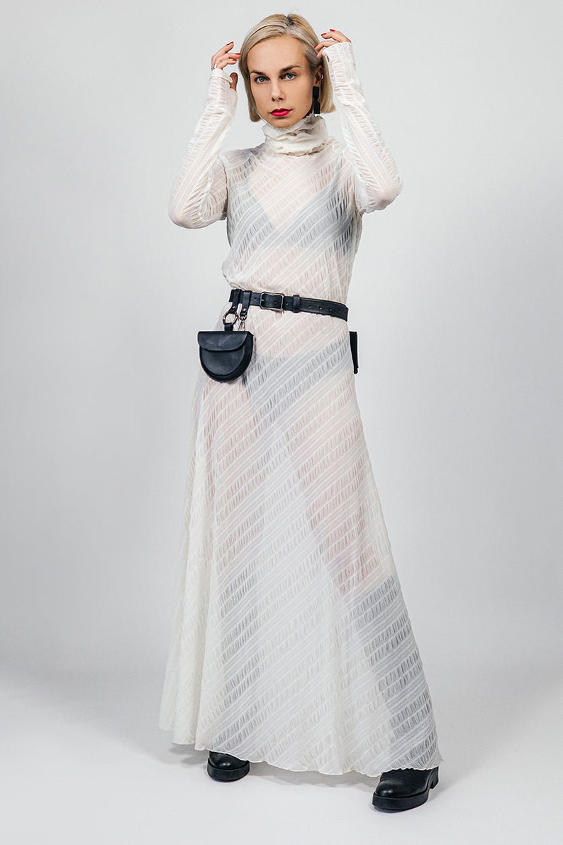 MAXI SHEER "AMOR" italian white gown