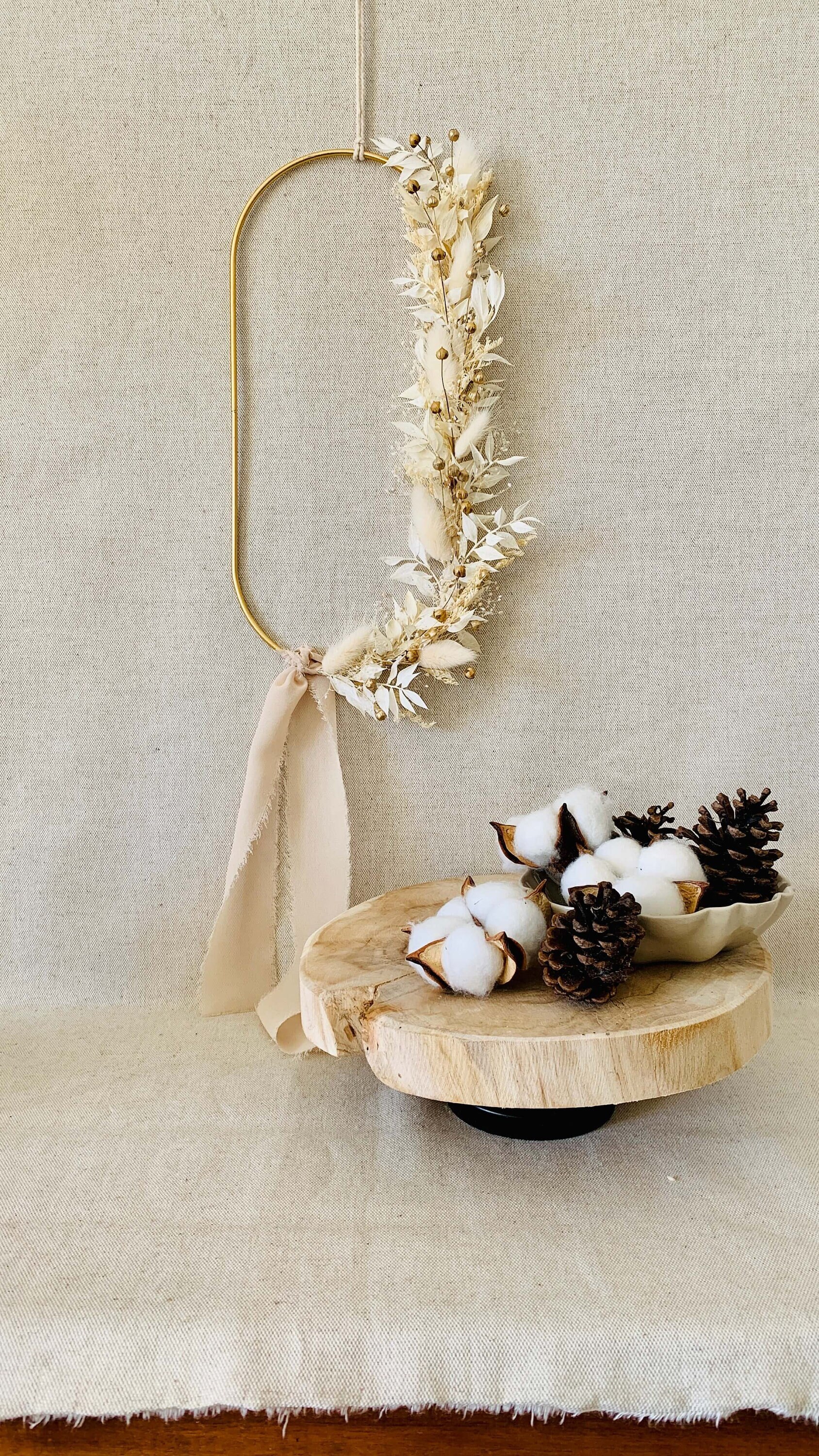 Couronne Murale Ovale - Décoration en Fleurs Séchées Personnalisable Idée Cadeau Sur-Mesure