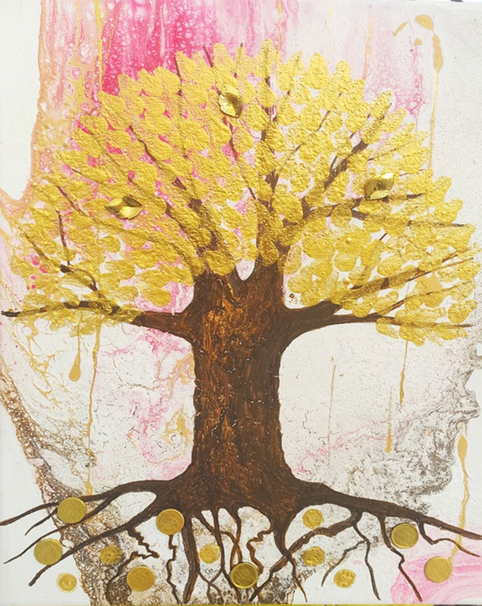 Money Tree Painting Canvas Original Art Birthday Gift Acrylic Etsy