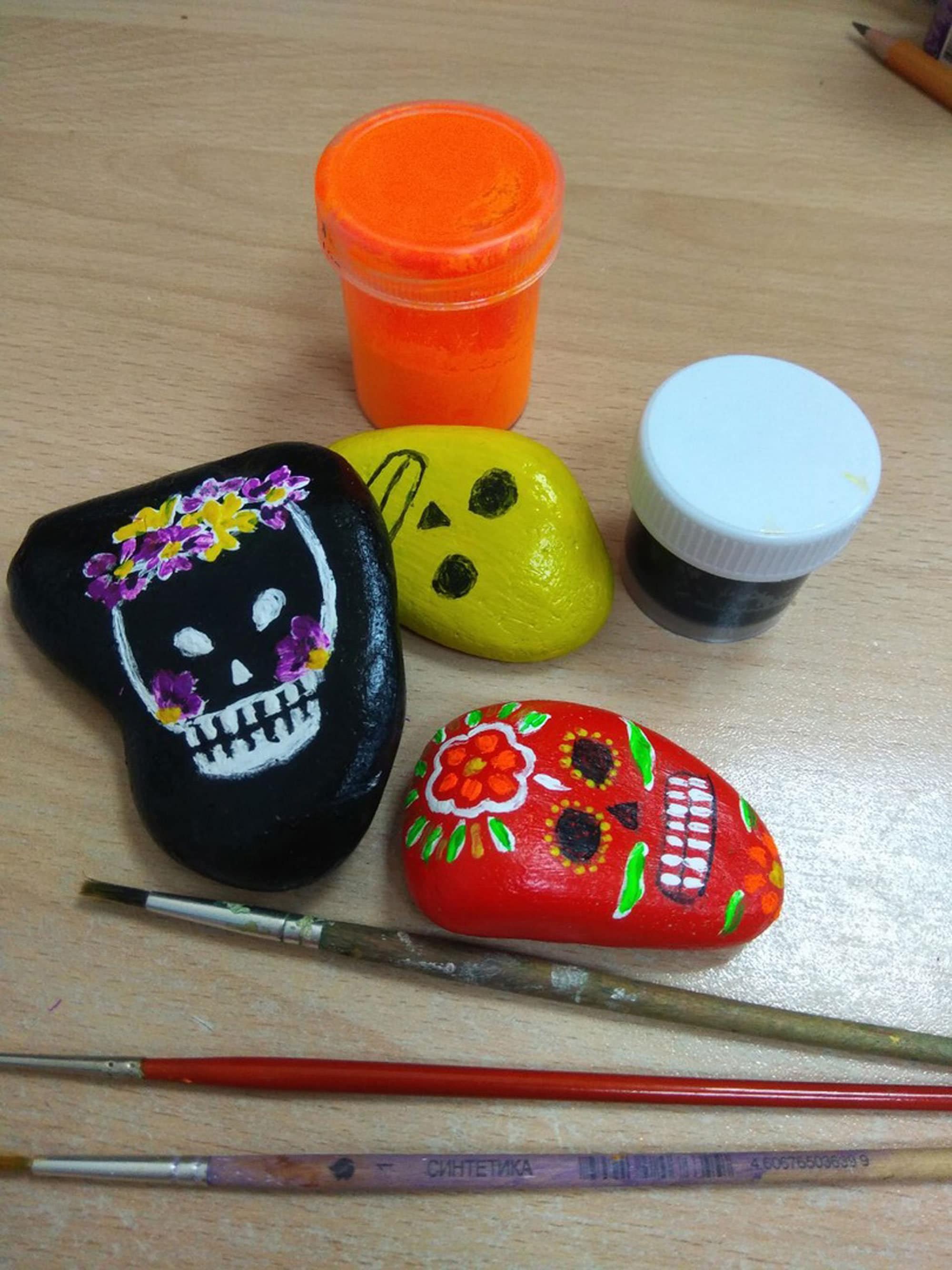 Stone Skull Painting Painted Rocks Original Art Hand Painted | Etsy