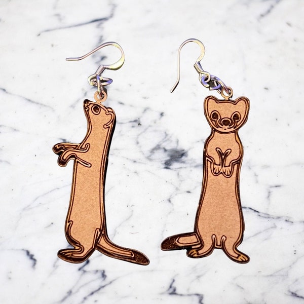 Wood Ferret Earrings