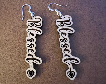 Wood Blessed Earrings (Choose Sterling or Stainless)