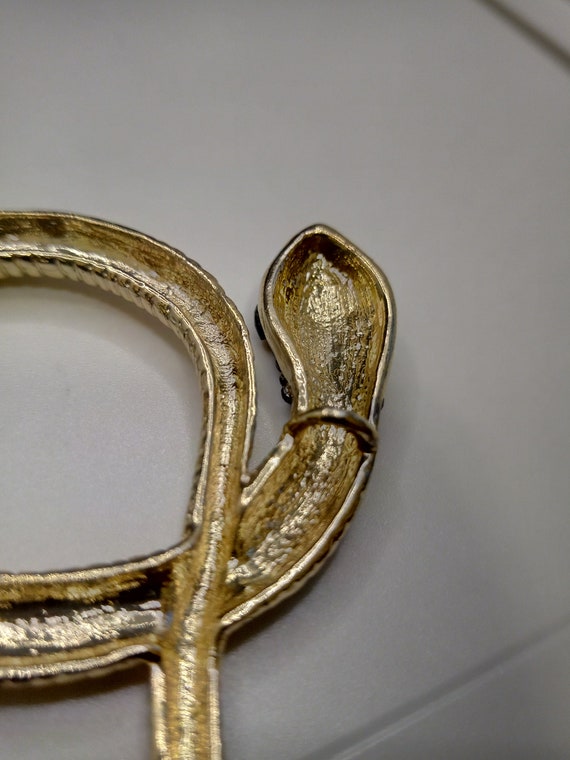 Vintage Rhinestone Jeweled Snake Pendant - Gold P… - image 5