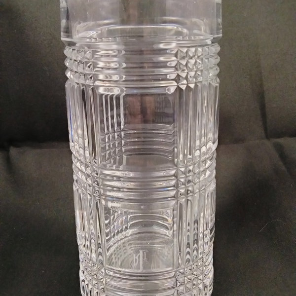 Ralph Lauren Crystal - Glen Plaid - Highball Glass Tumbler 14 oz. 6 1/4" Tall - Vintage from 1990s - Substantial!