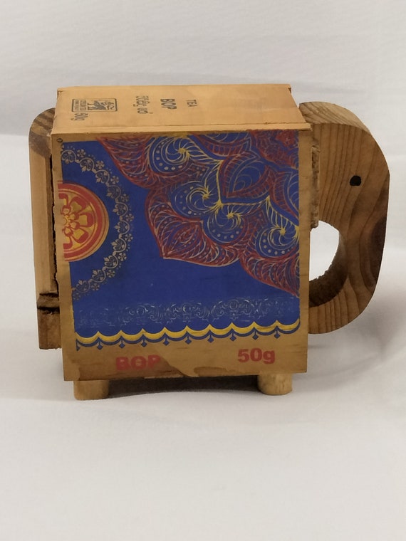 Handmade Painted Elephant Stash Box from Ceylon B… - image 7