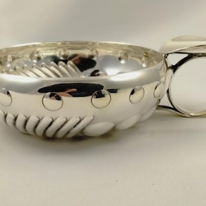 Vintage Silver Sommeliers Tastevin Cup - English Sheffield Plate 1950s Reproduction of Original Old Sheffield Silver - Perfect & Gleaming