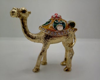 Rare Al jaber Rhinestone enamel camel trinket box