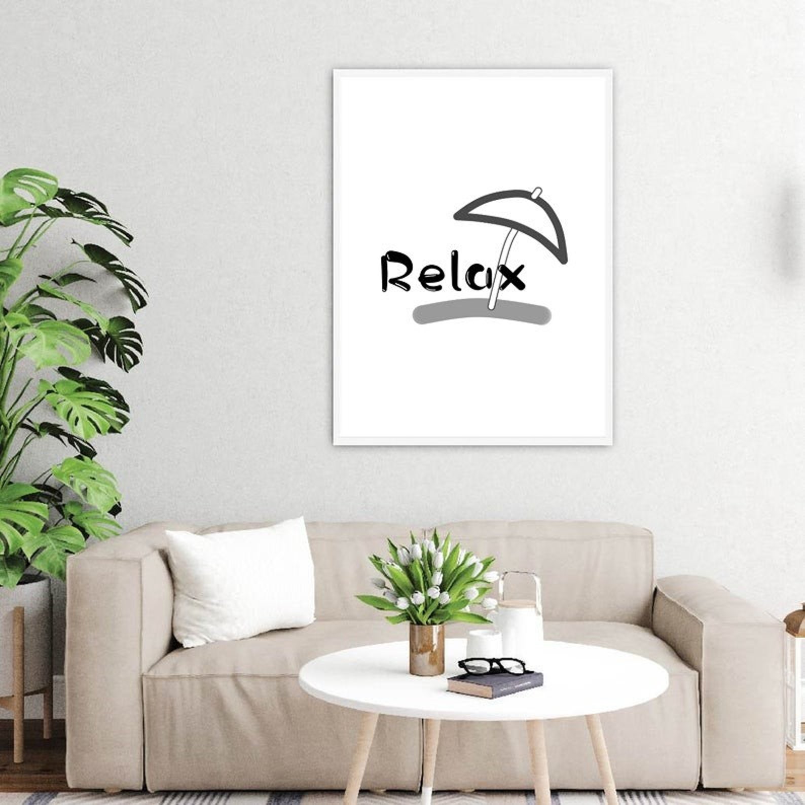 Relax Print Relax Poster Minimalist Wall Art Printable Wall Etsy