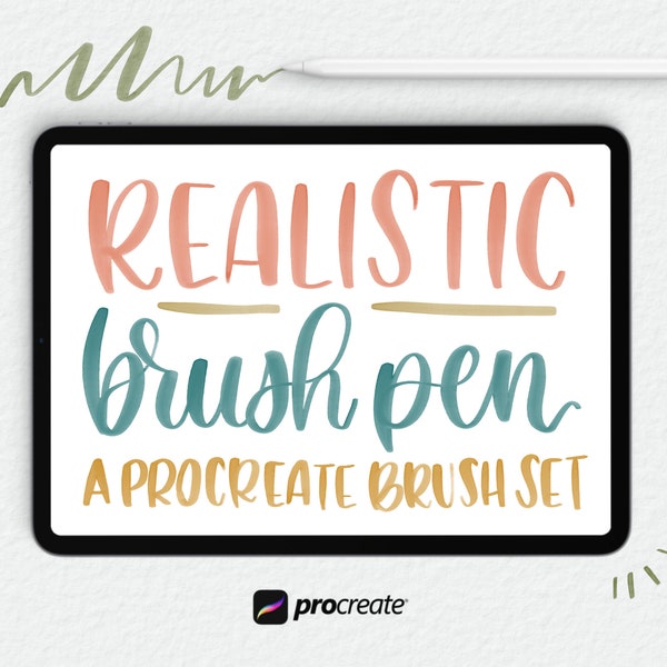 Realistic Brush Pen Procreate Brush Set // iPad Lettering // Procreate Tools // Textured Calligraphy Brush Set // Instant Digital Download