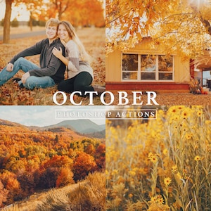 October Photoshop Actions // Golden Hour, Autumn, Fall Tones, Orange Tone, Warm Tone, Nature Action, Fall Leaves