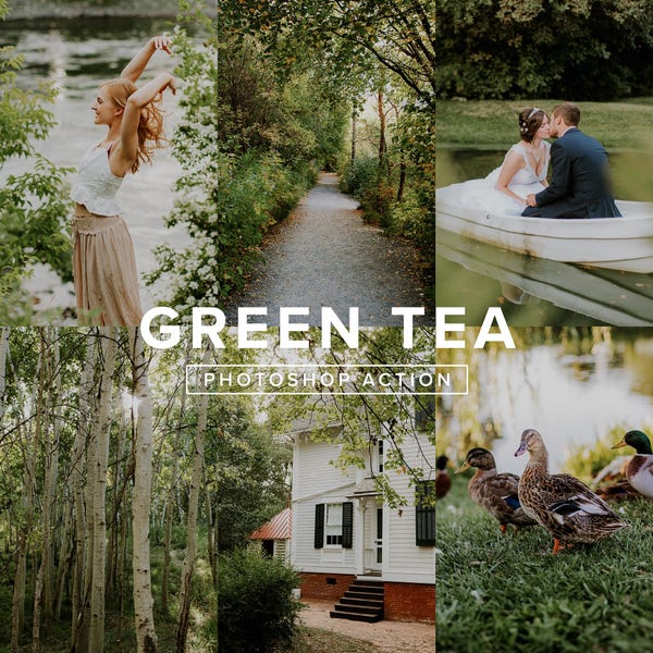 PHOTOSHOP ACTION – Green Tea // Earthy Wedding Photo Filter, Spring, Summer, Outdoors, Earthy Tones