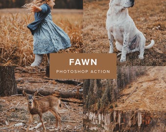 Photoshop Action – Fawn // Warm Woodland Browns, Vintage Nature, Moody Tones, Outdoor Photo Filter