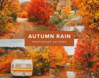 Photoshop Actions - Autumn Rain // Vibrant Fall Colors, Nature & Landscape Photography Filters