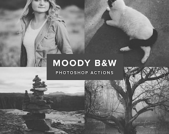 Photoshop Actions – Moody B&W // Moody Black and White Portrait and Nature Photo Filters