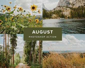 Photoshop Action – August // Landscape Photo Filters, Vibrant Nature, Summer, Outdoors, Adventure, Warm Tone, Photo Filters