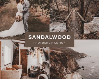 Photoshop Action – Sandalwood // Vintage Brown, Moody Earth Tones, Rustic Woods, Nature Actions, Photo Filter