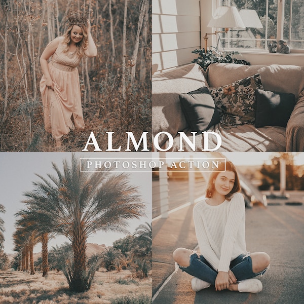 Almond Photoshop Action // Nature Action, Soft Tones, Portrait Filter, Soft Beige Tone