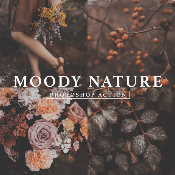 Stimmungsvolle Natur Photoshop-Aktion // Dunkel & Moody, Stimmungsvolle Töne, Stimmungsvolle Natur, Naturaktion, Stimmungsvolles Porträt, Braunton