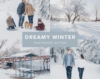 Photoshop Action – Dreamy Winter // Creamy Frosty Tones,  Winter Landscape, Photo Filter