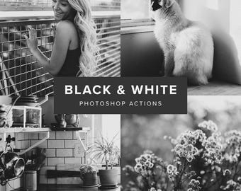 Photoshop Actions – Black & White // Moody Grain, Monochrome, Nature and Portrait Photo Filters