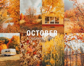 Photoshop Action – October // Golden, Autumn Tones, Fall Effects, Nature Action, Landscape Photography