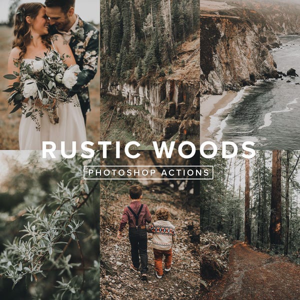 PHOTOSHOP ACTIONS – Rustic Woods // Vintage Forest Wedding Tones, Outdoors, Nature Actions