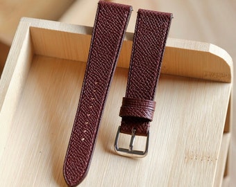 Burgundy Epsom Calfskin Apple Watch Strap: French Leather
