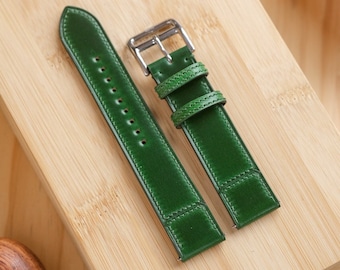 Emerald Green Shell Cordovan Watch Strap for JLC Reverso