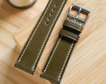 Olive Green Japanese Shell Cordovan Watch Strap